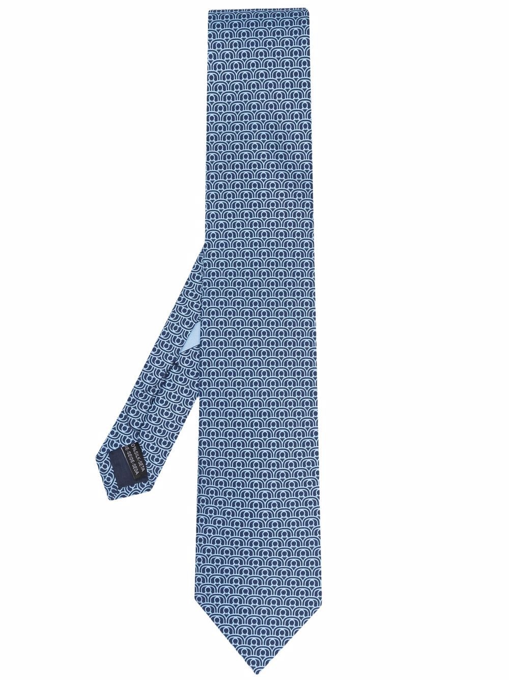 motif-print silk tie - 1