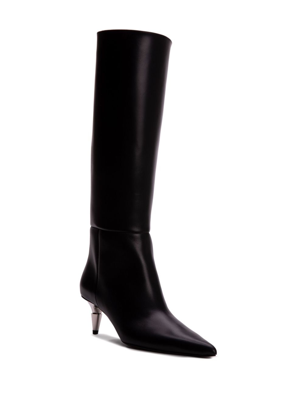 Spike pointed-toe knee-high boots - 2
