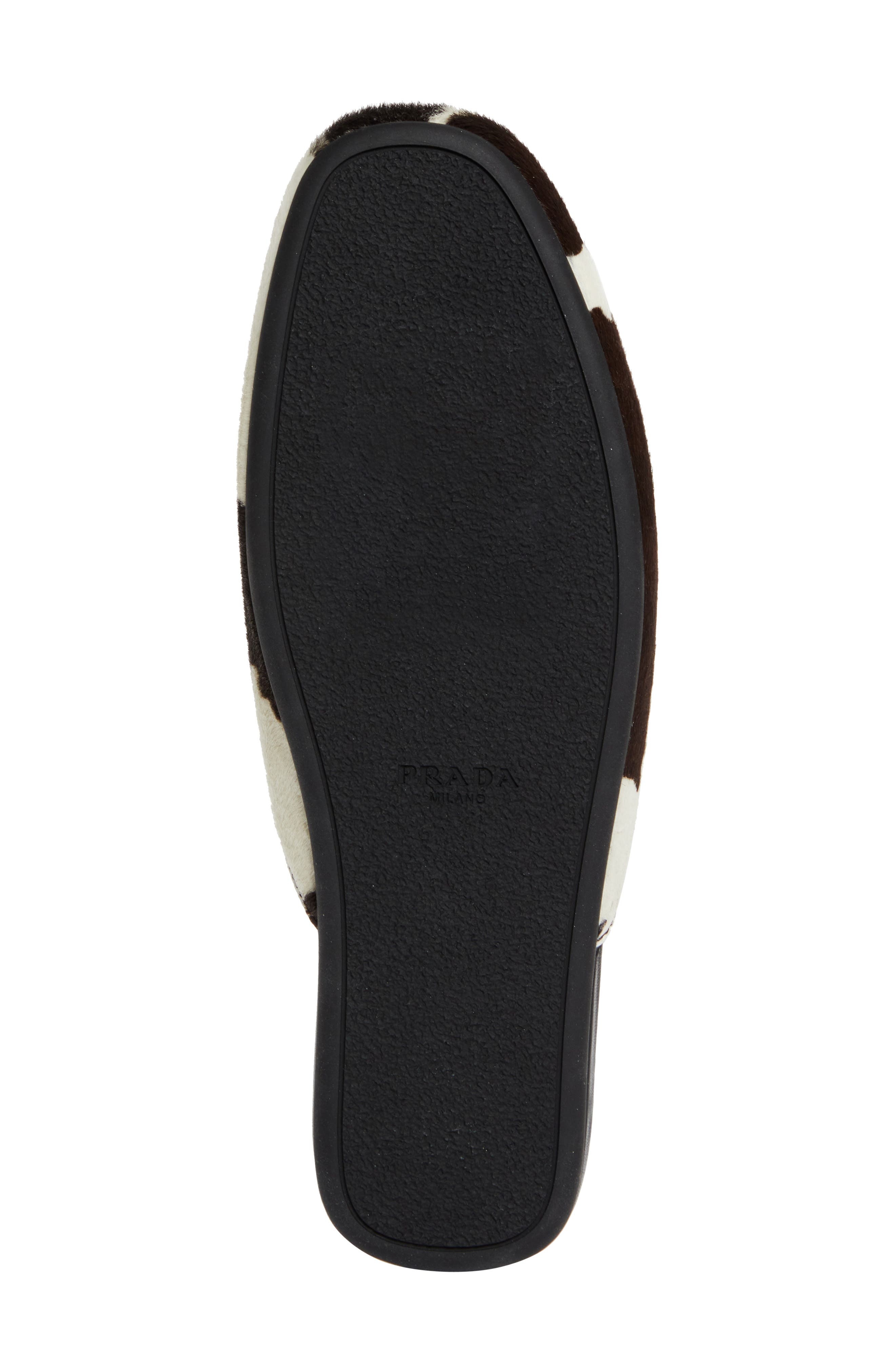 Prada Genuine Calf Hair Mule in Bianco/Moro at Nordstrom - 6