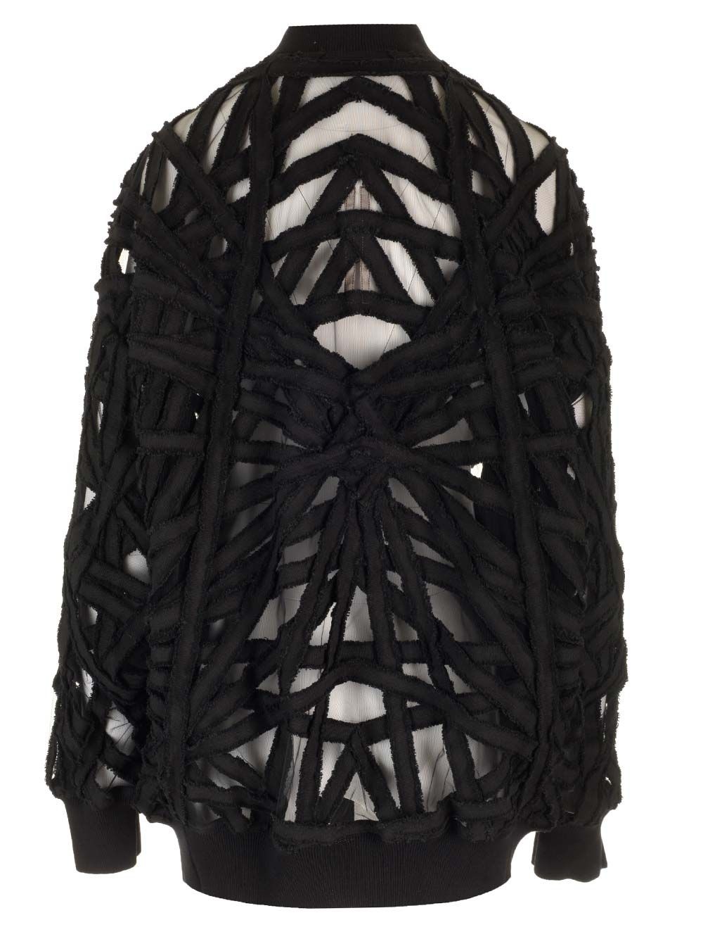 Cropped Jacket In Denim And Tulle Jackets Black - 4