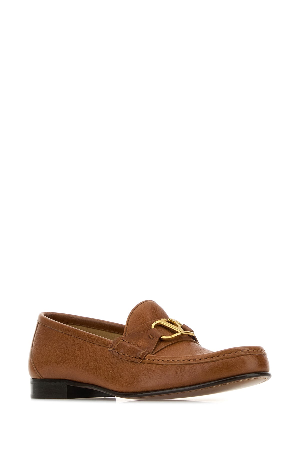 Brown leather VLogo loafers - 2