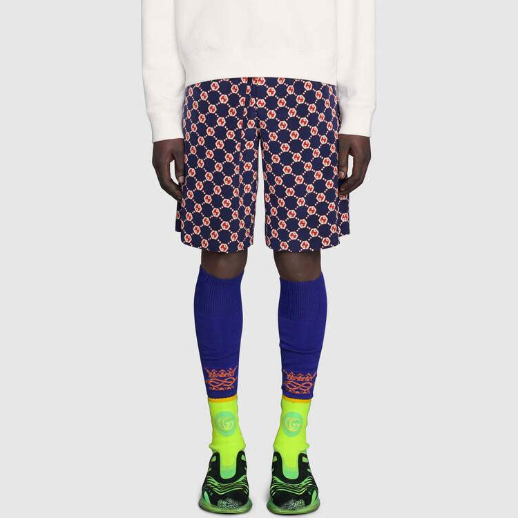 Gucci GG Hexagon Silk Crepe Shorts 'Blue Ivory' 654859-ZAF9W-4759 - 3
