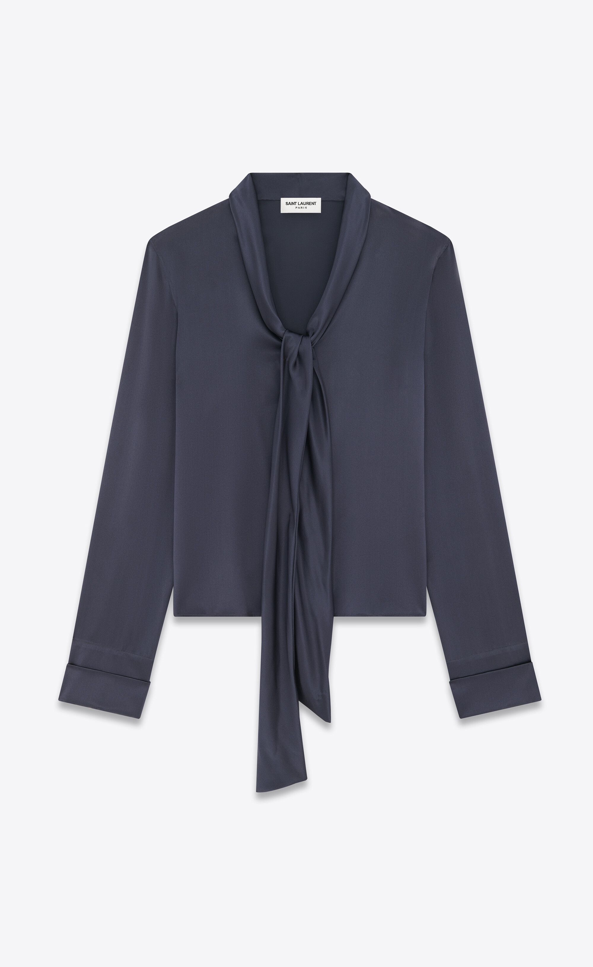 lavallière-neck shirt in silk satin - 2