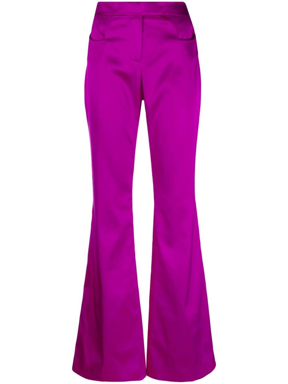 flared satin trousers - 1