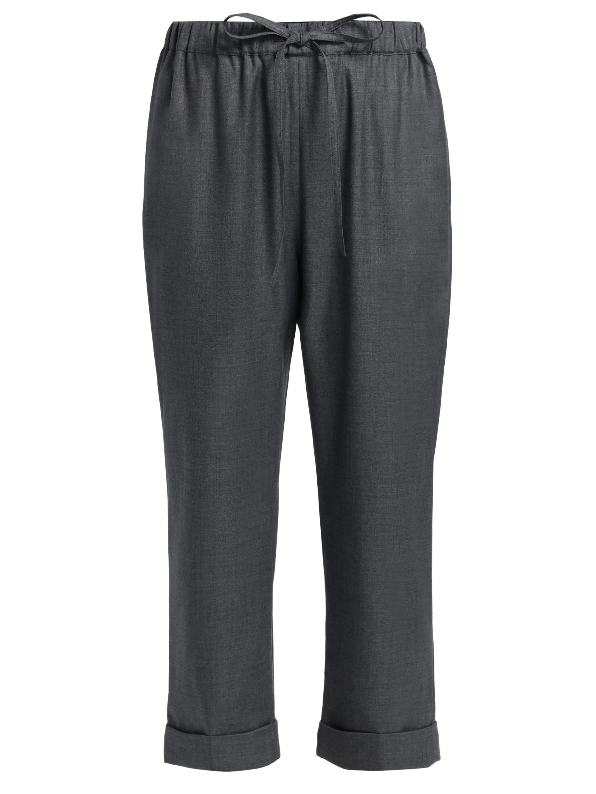 Women's Turn Up Cuff Wool Crop Joggers - Grey Melange - 1