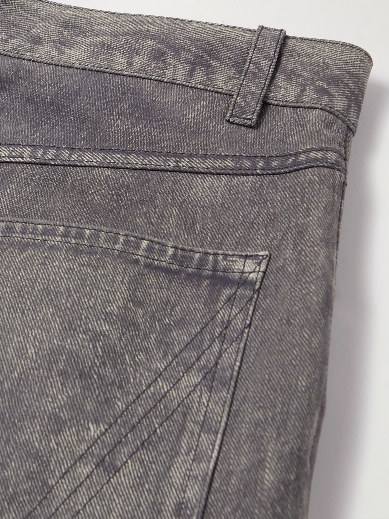 Straight-Leg Printed Nubuck Trousers Gray - 4