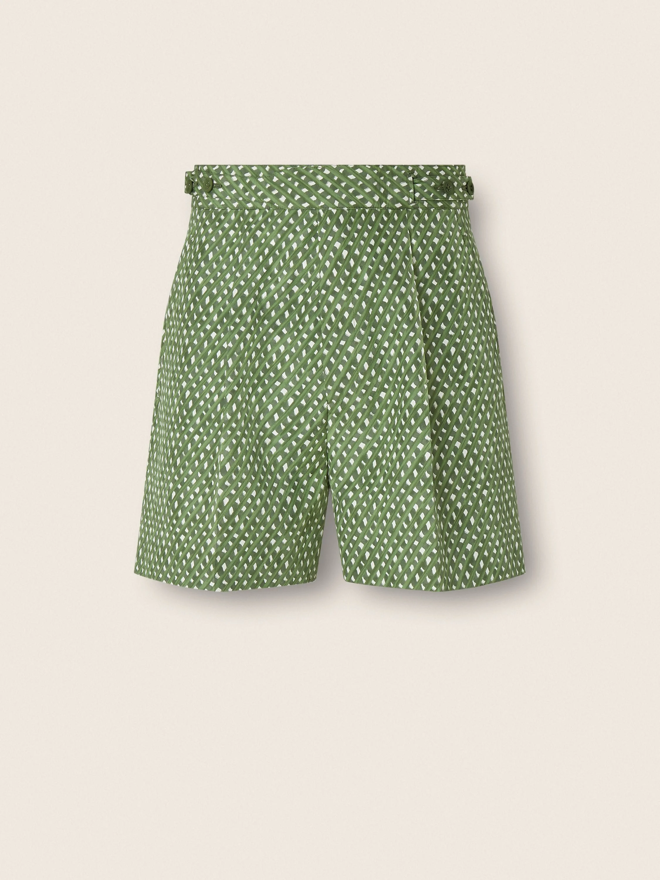PINE GREEN SILK SHORTS - 1