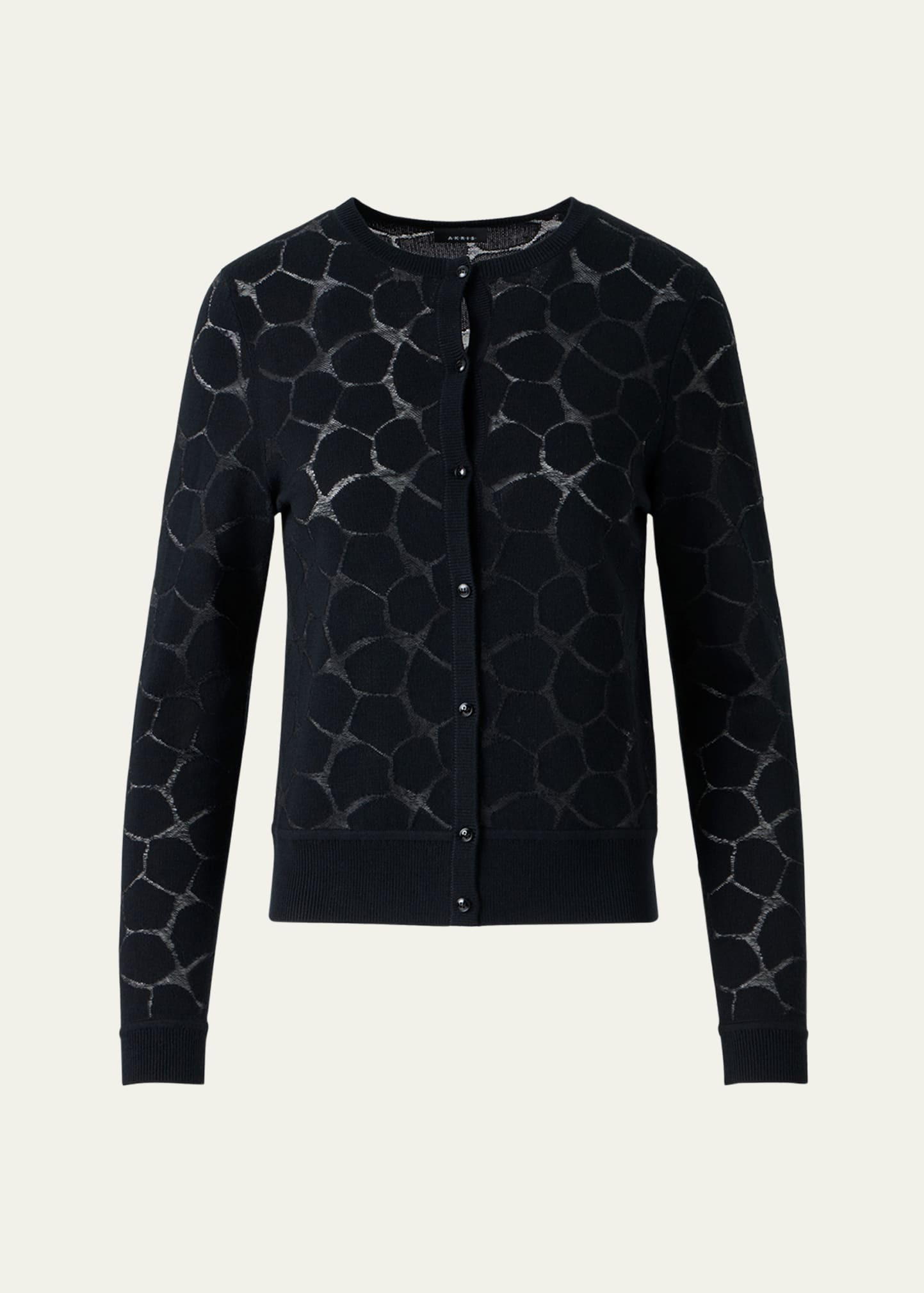 Broken Stone Jacquard Wool-Silk Cardigan - 1