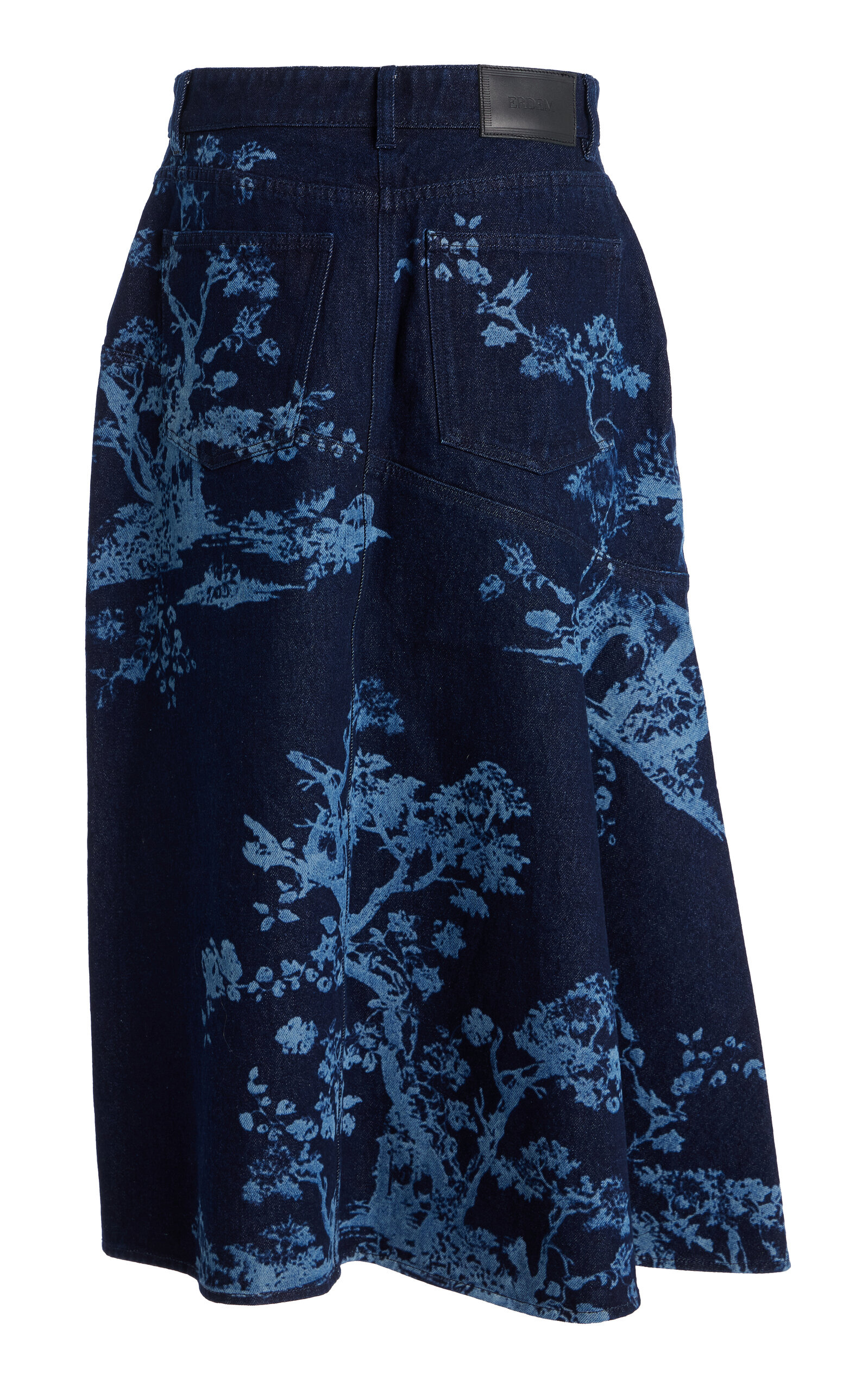 Printed Denim Midi Skirt navy - 2