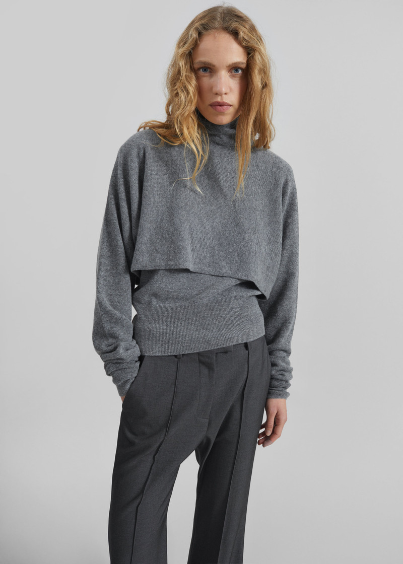 Lausanne Cashmere Detachable Layered Knit Set - Grey 8