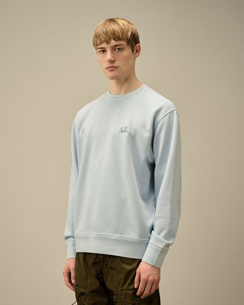 Cotton Diagonal Fleece Crewneck Logo Sweatshirt 3