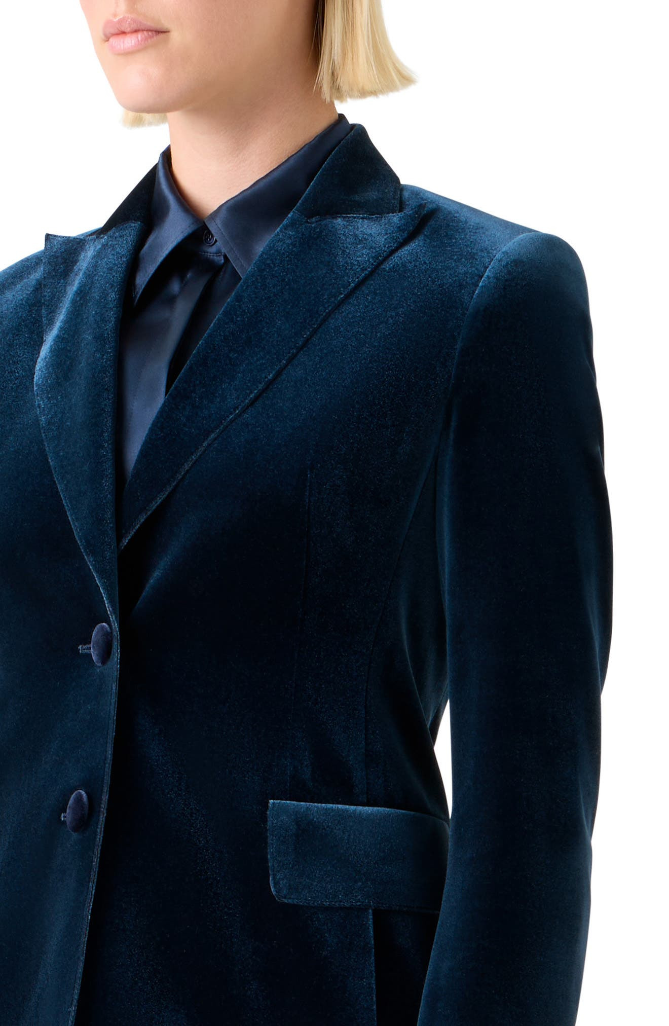 Akris Percival Velvet Neoprene Blazer in Denim Blue at Nordstrom - 4