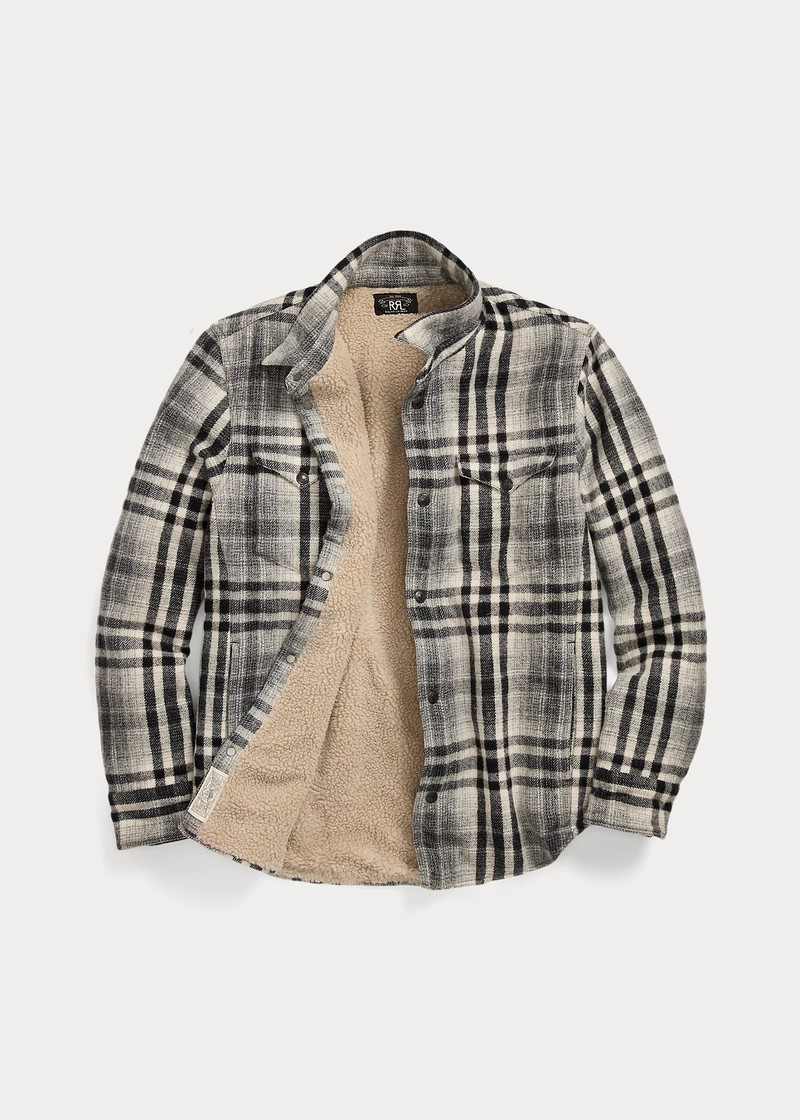 Fleece-Lined Plaid Twill Overshirt 3