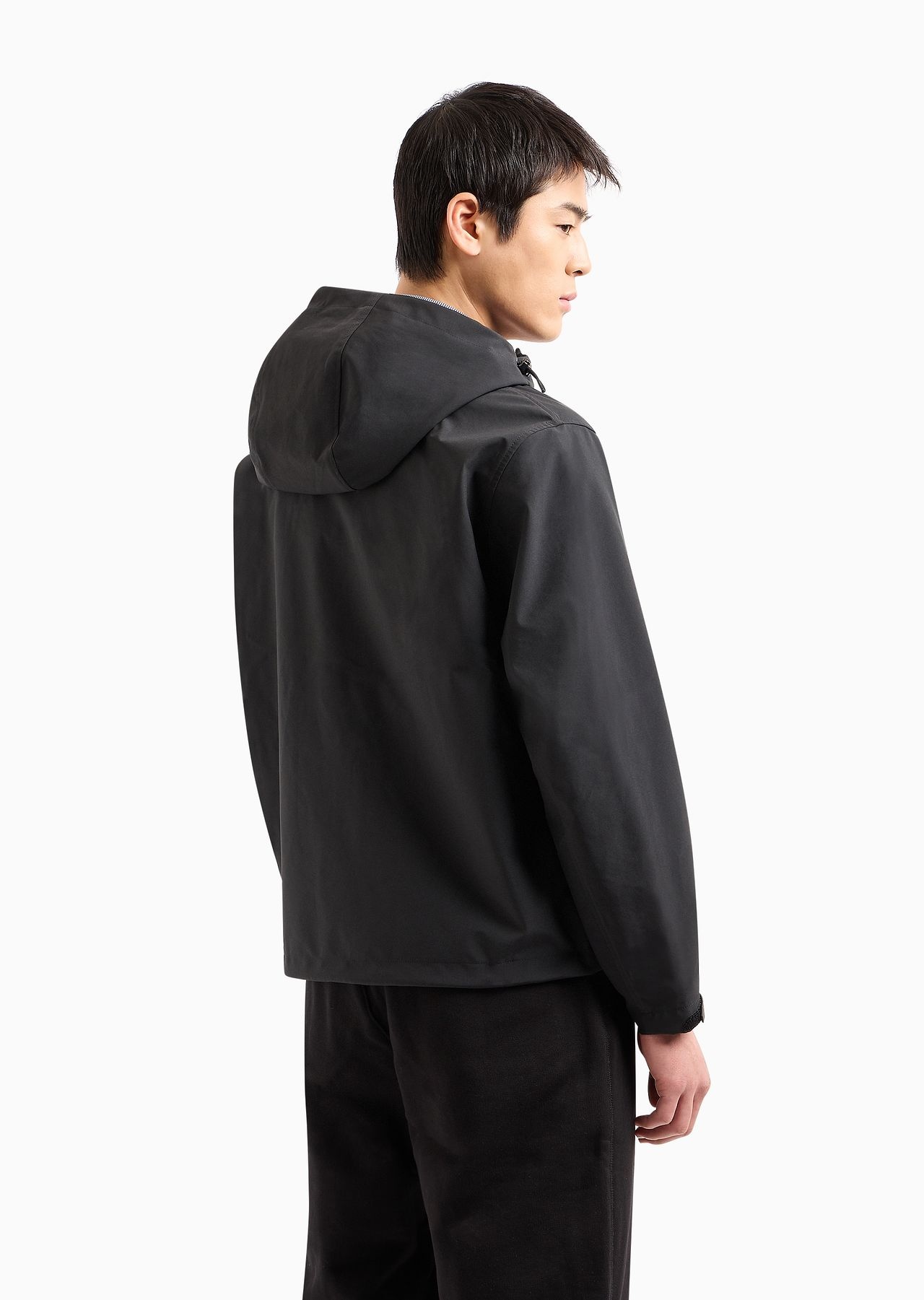 Blouson with nylon hood and backed knit - 3