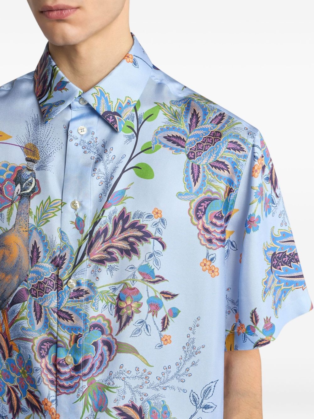 peacock-print silk shirt - 5