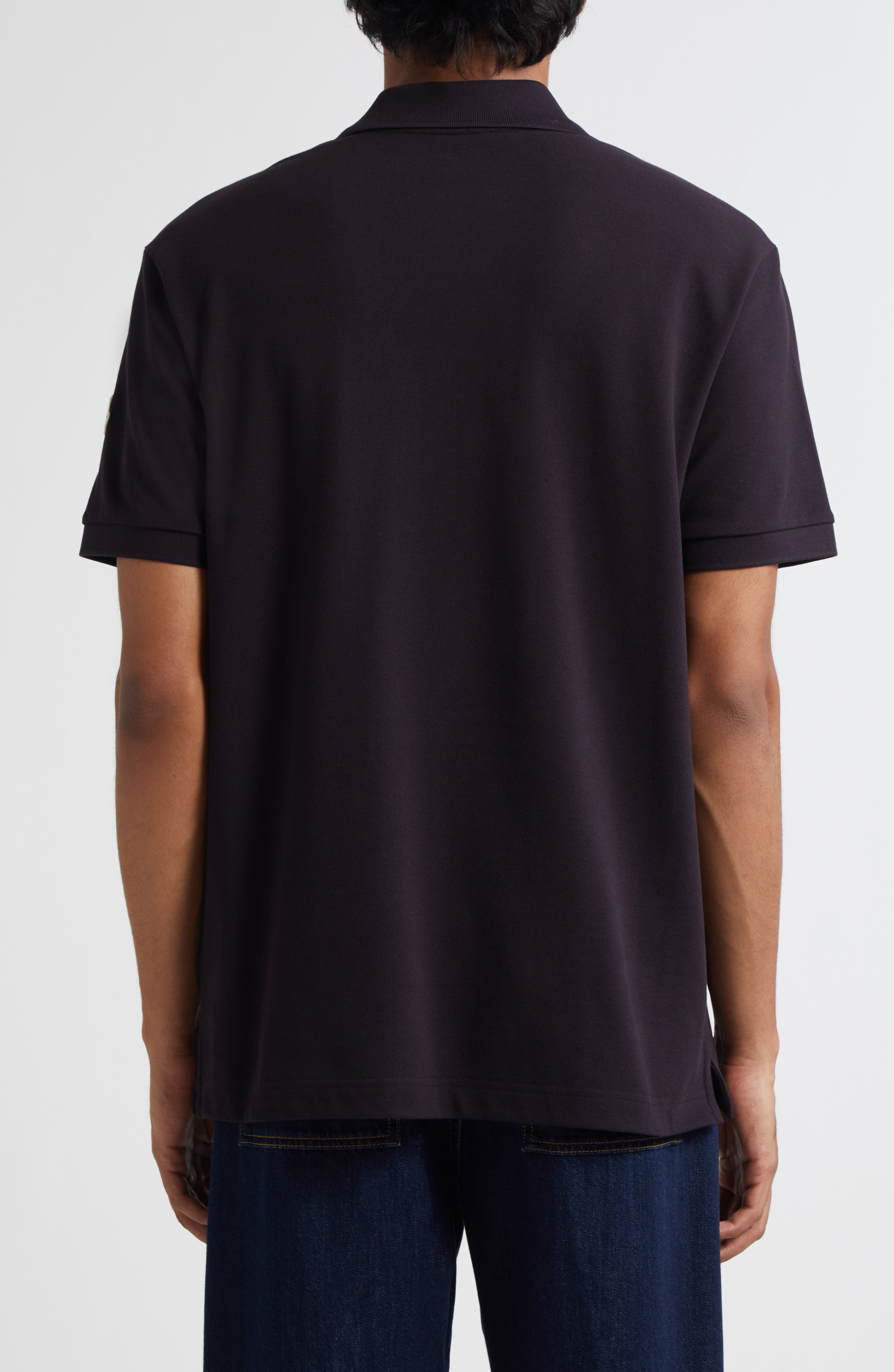 Moncler Varsity Monogram Cotton Piqué Polo in Navy Blue at Nordstrom - 2