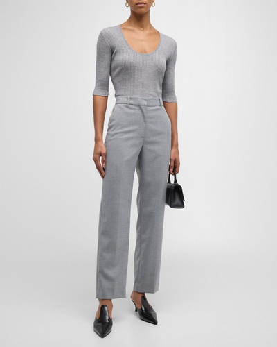 BY MALENE BIRGER Remoni Ribbed Scoop-Neck Elbow-Sleeve Sweater outlook