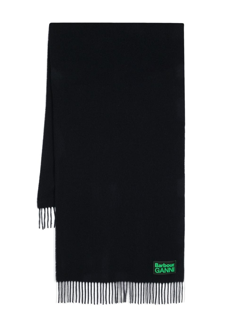x Ganni logo-patch wool scarf - 1