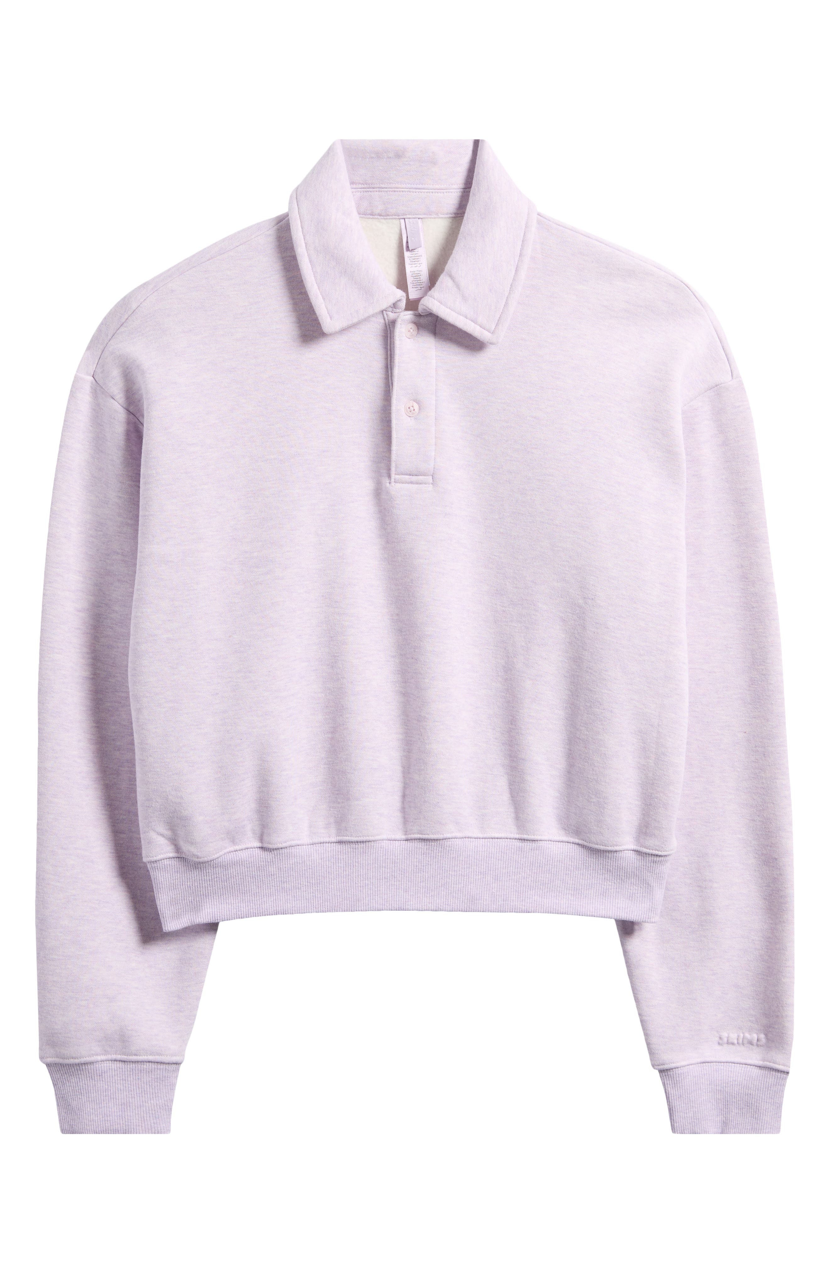 SKIMS Fleece Henley Sweatshirt in Purple Heather at Nordstrom - 4