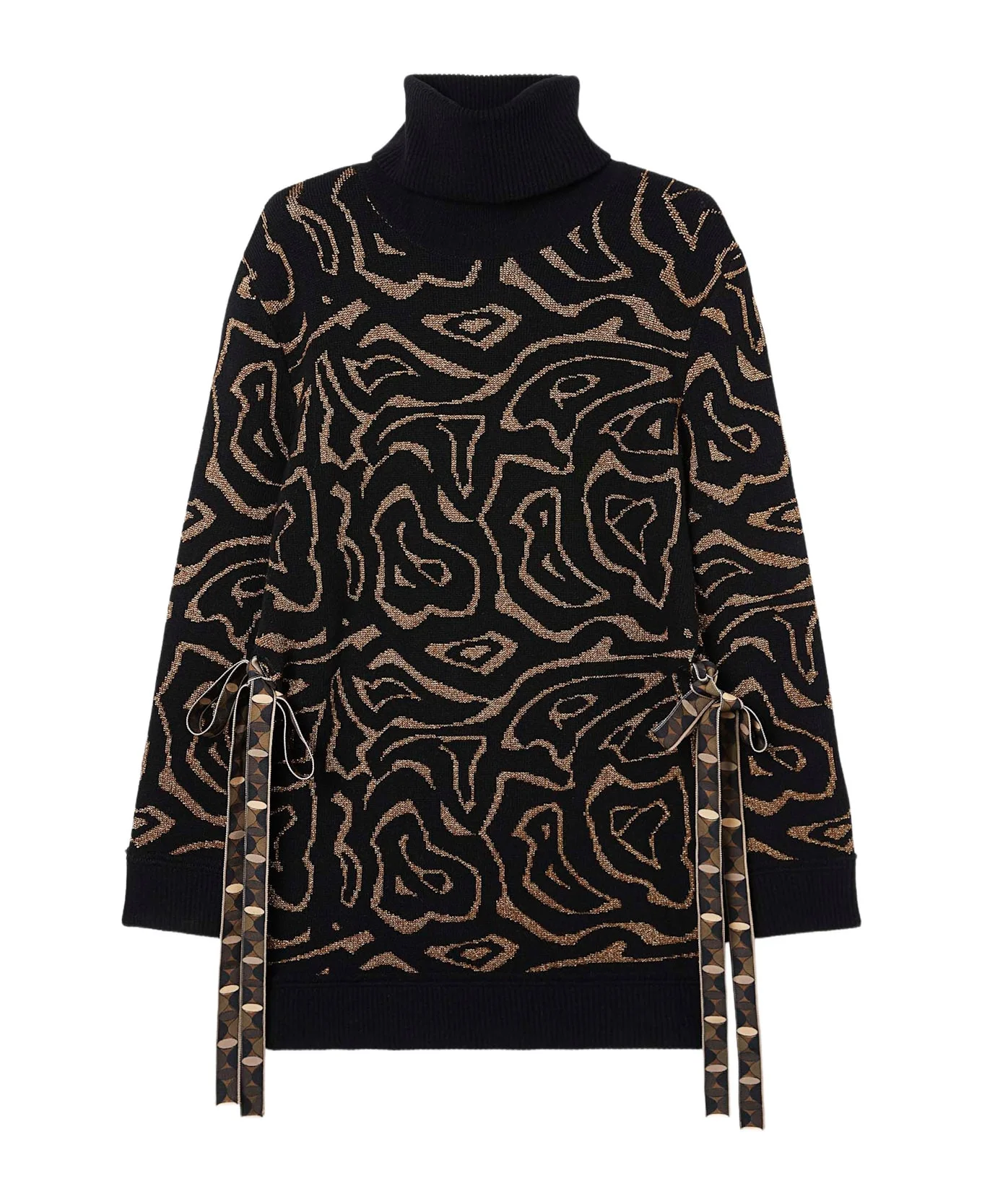 Embroidered Polyester Blend Oversize Sweater - 1