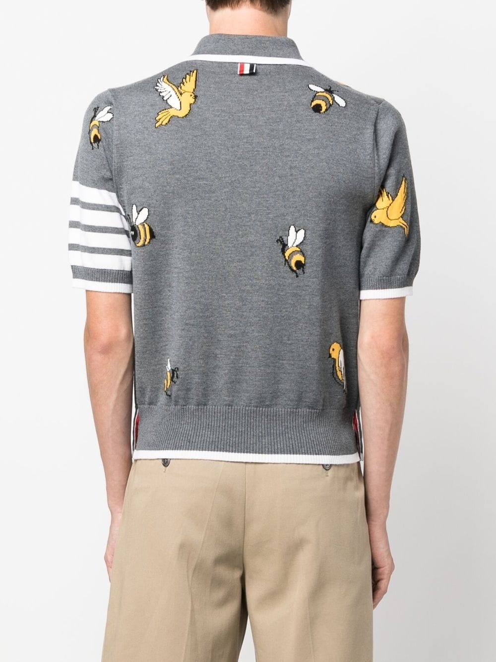 4-Bar intarsia-knit polo shirt - 4