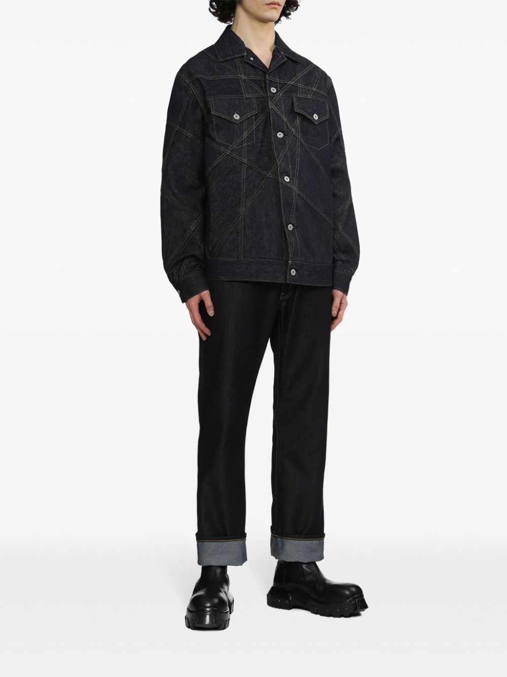 contrast-stitching denim jacket - 2