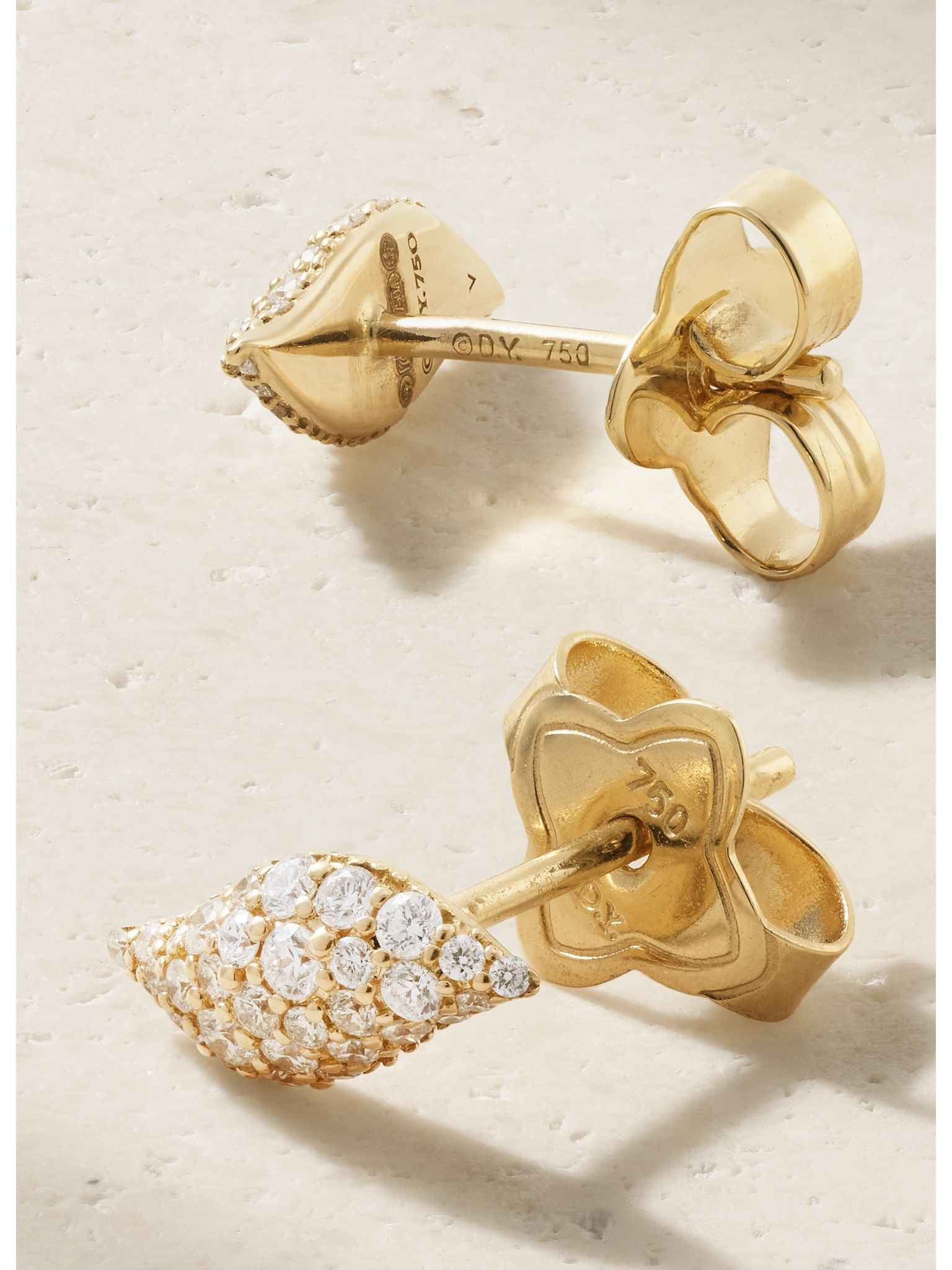 Petite Pavé Flute 18-karat gold diamond earrings Gold - 3