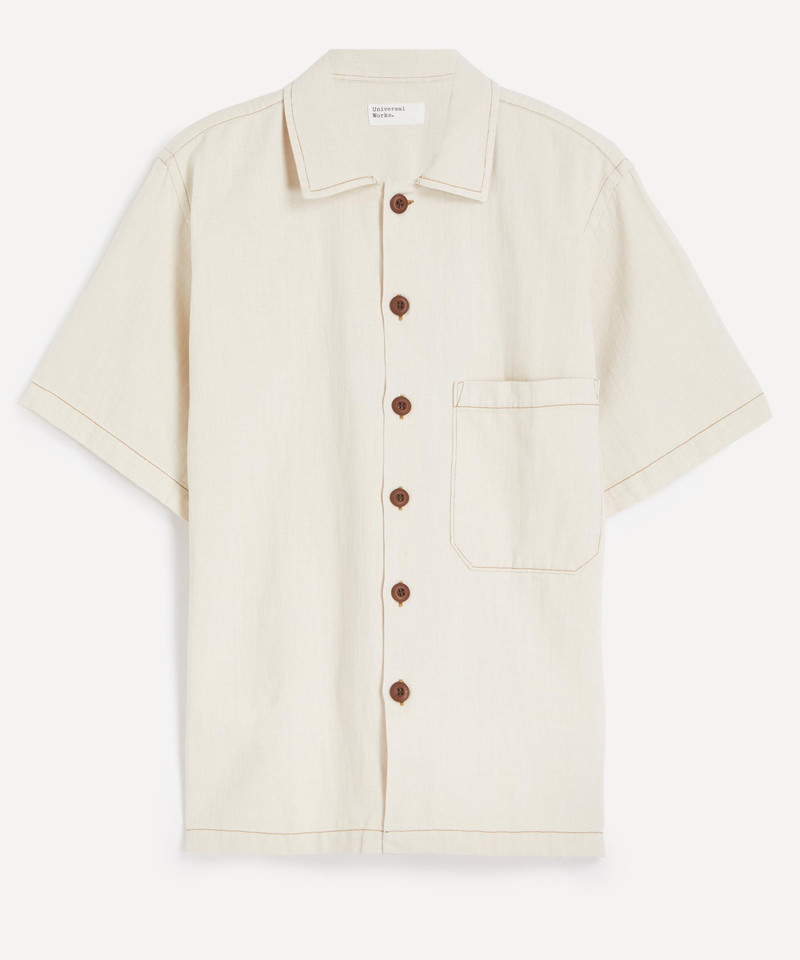 Ecru Koko Cotlin Short-Sleeve Fatigue Shirt 1