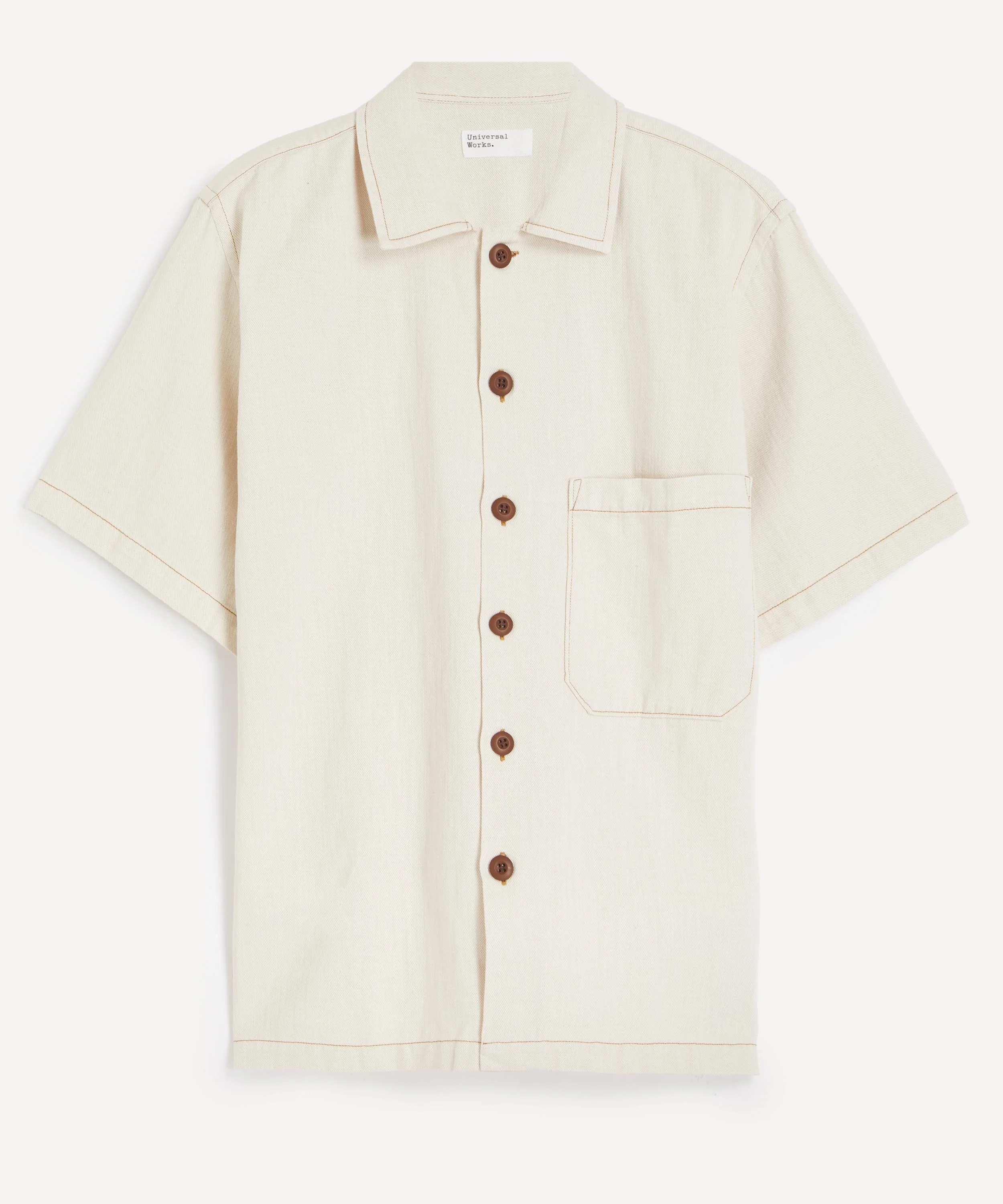 Ecru Koko Cotlin Short-Sleeve Fatigue Shirt - 1
