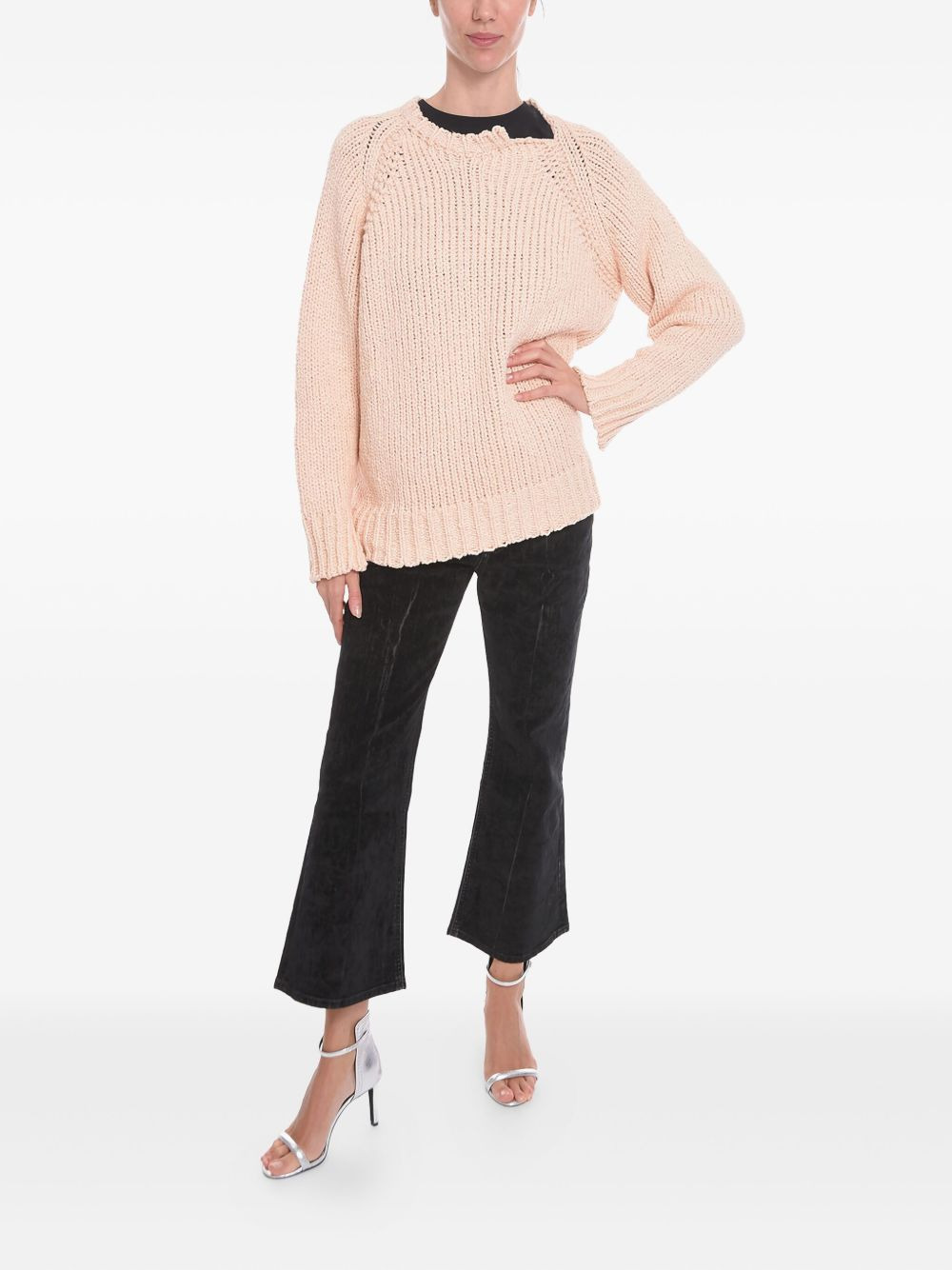asymmetrical-collar sweater - 2
