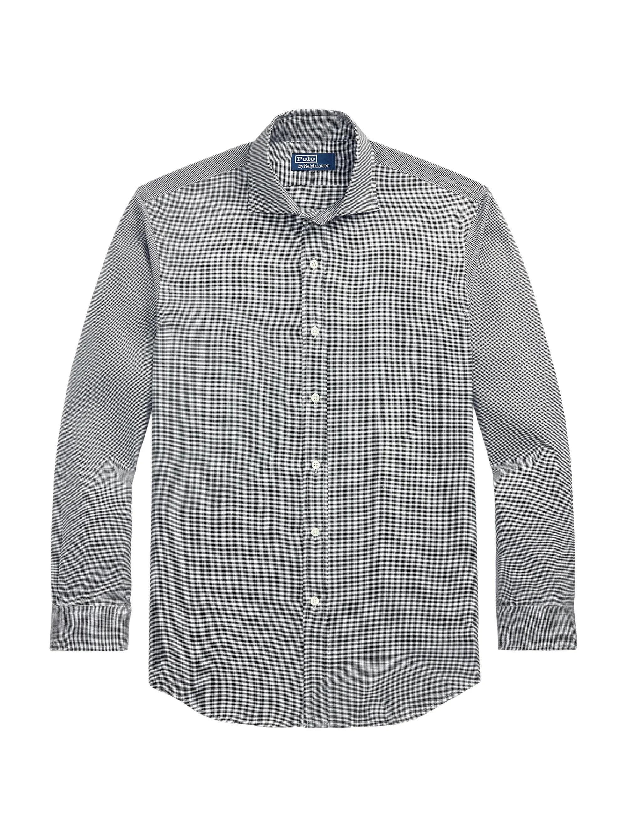 Men's Classic Fit Houndstooth Twill Shirt - Polo Black White - 1