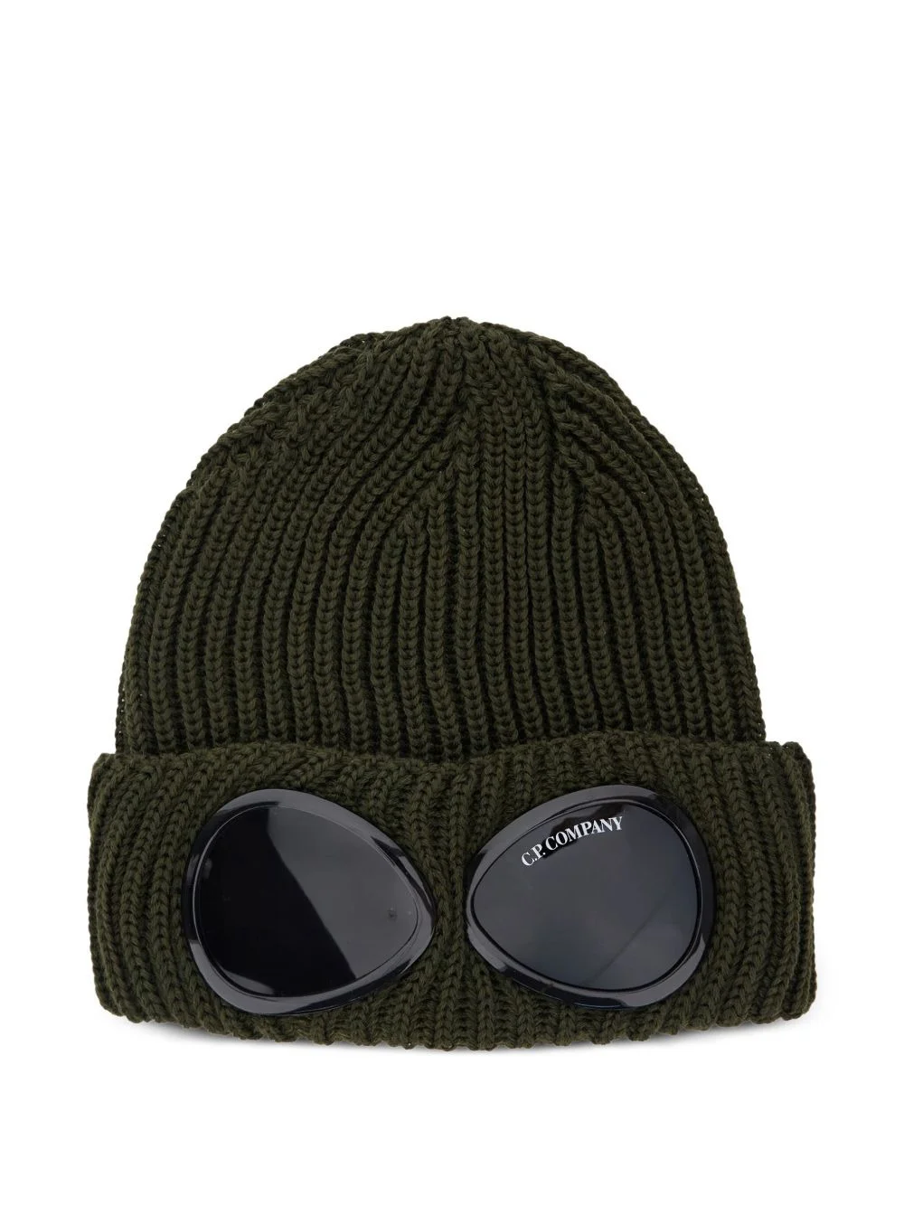 goggle-detail ribbed beanie hat - 1