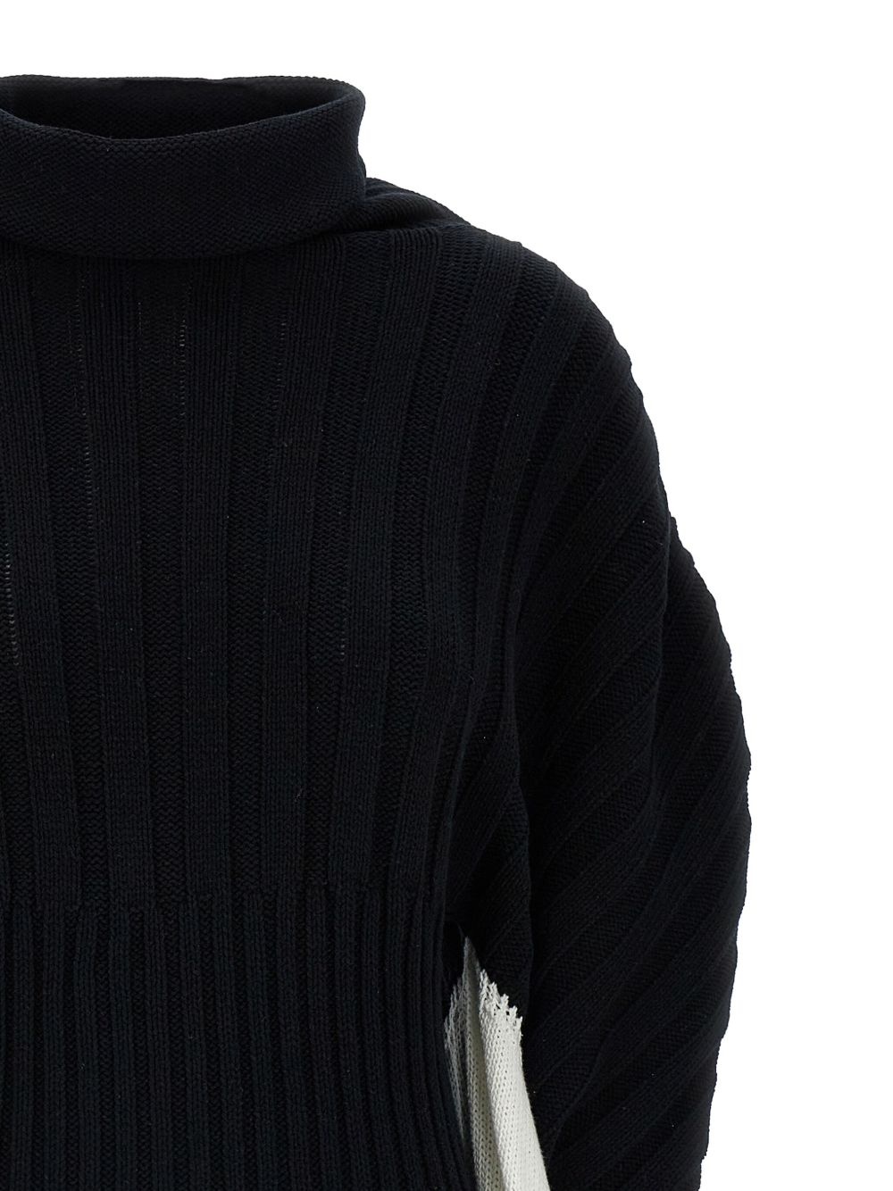 asymmetric ribbed turtleneck jumper - 3