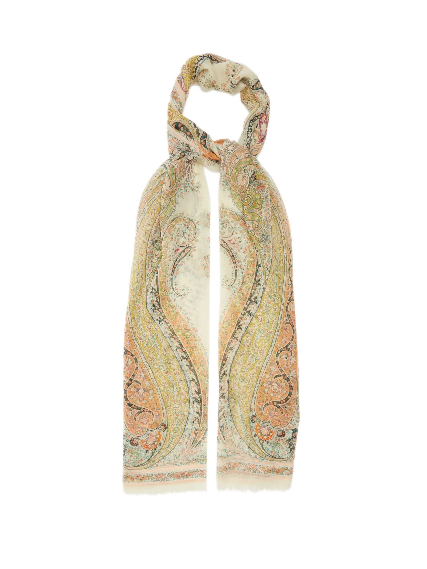 Paisley-print silk-chiffon scarf - 1