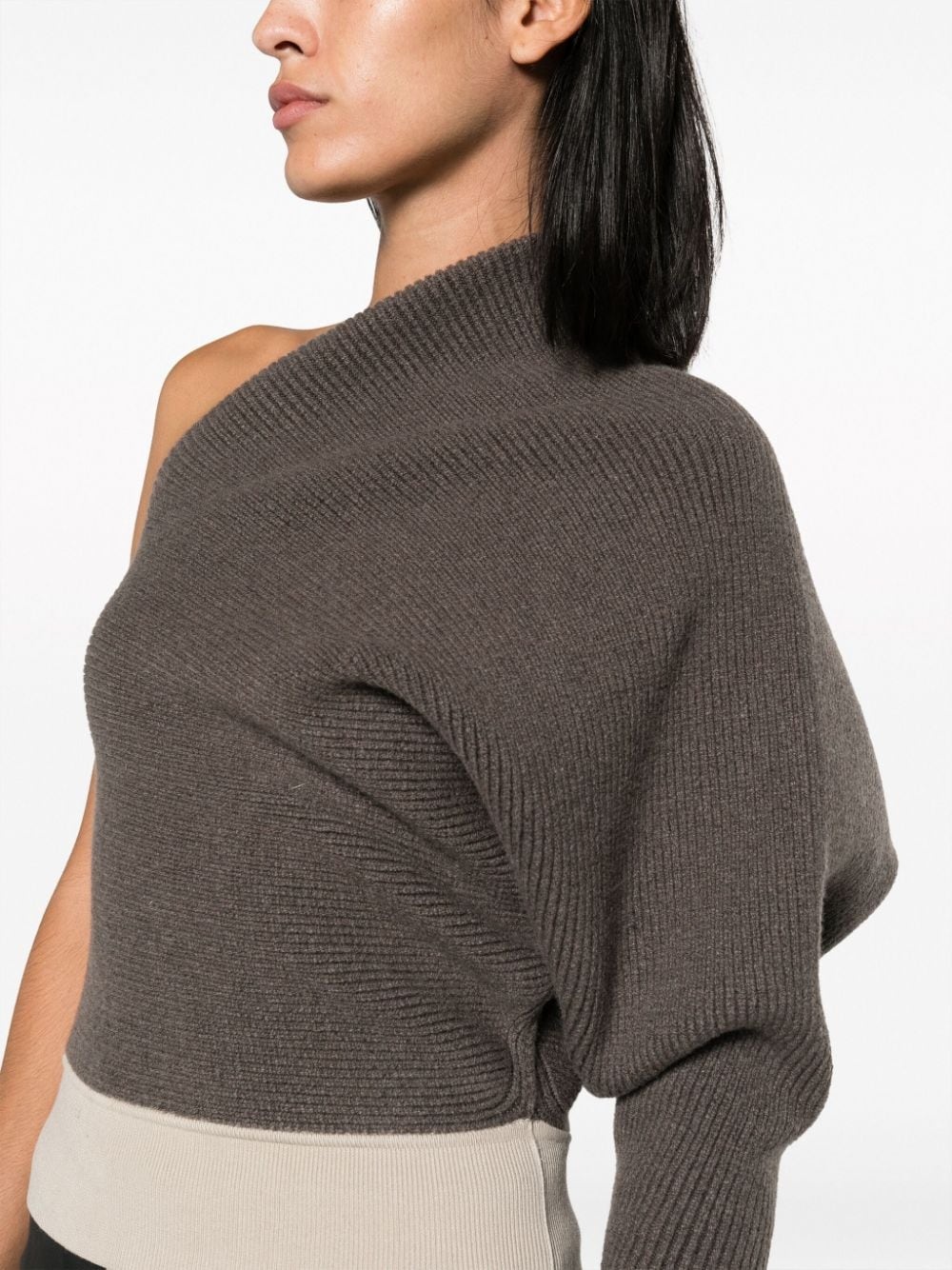 one-shoulder ribbed-knit jumper - 5