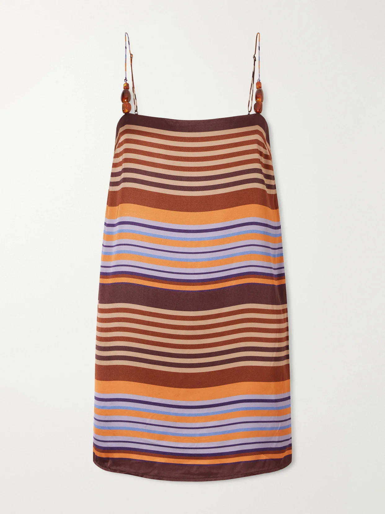 Estrella Embellished Striped Crepe Mini Dress - 1