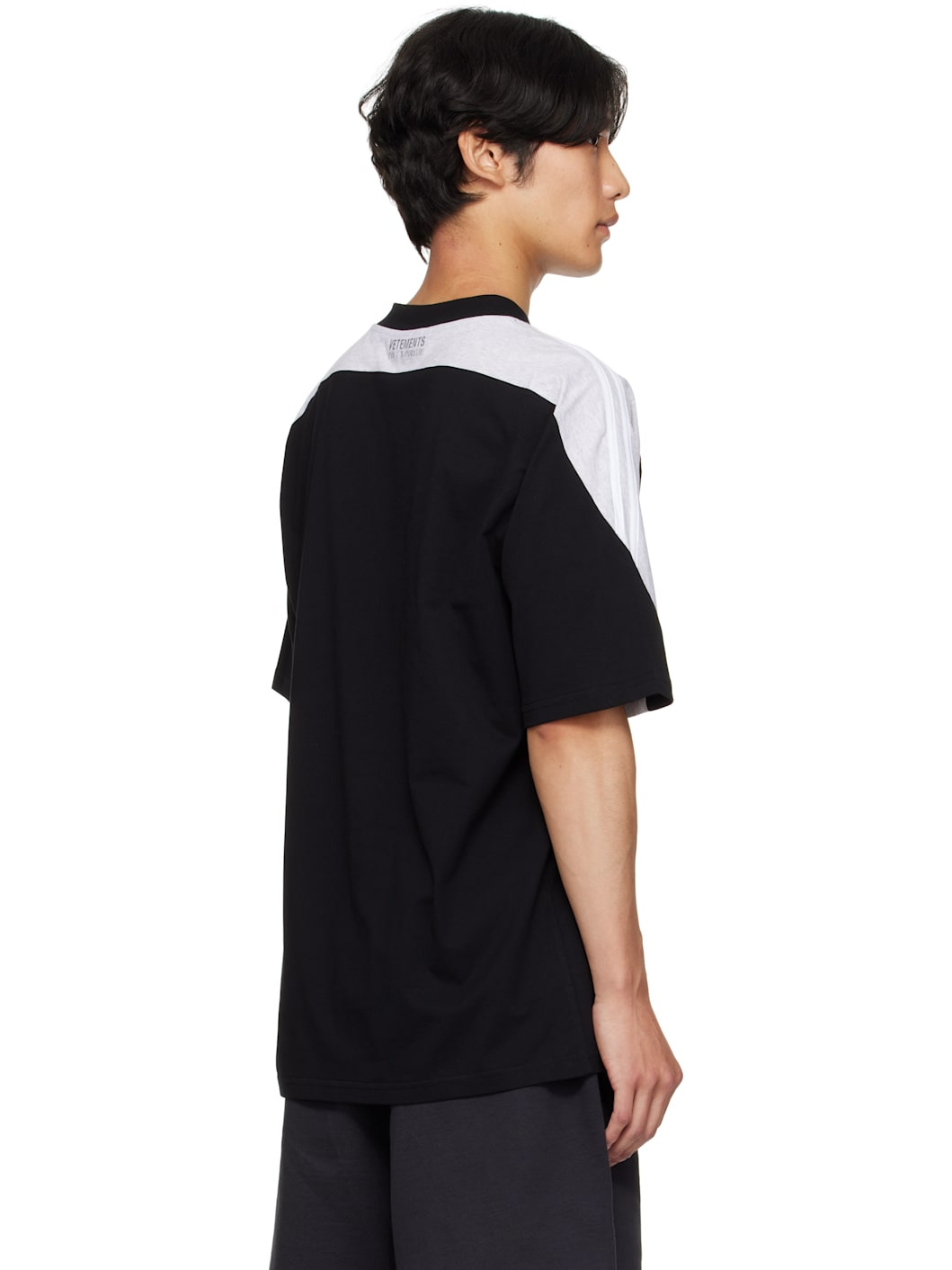 Black & Gray Cut-Up V-Neck T-shirt - 3