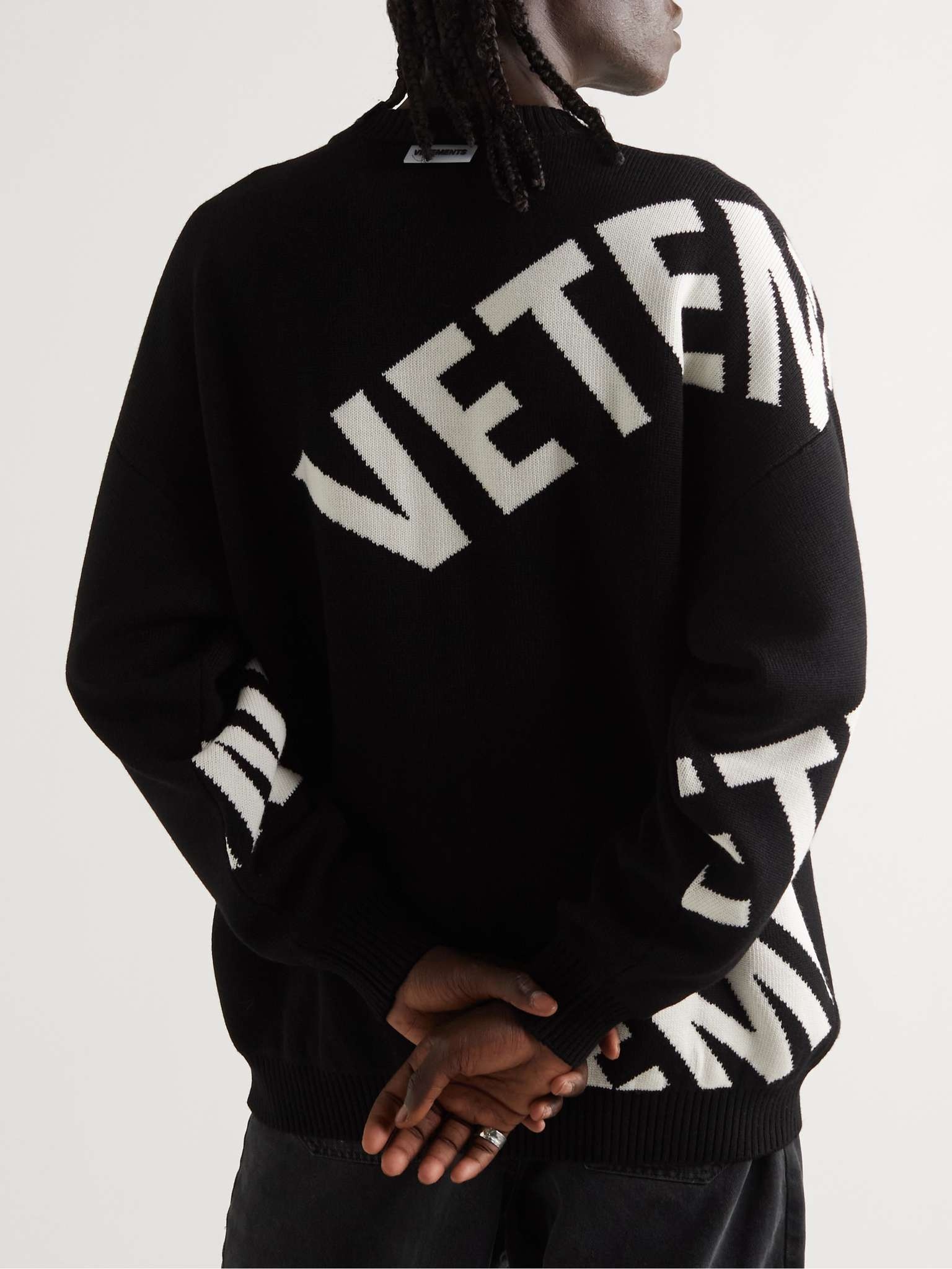 Oversized Logo-Jacquard Merino Wool Sweater - 4