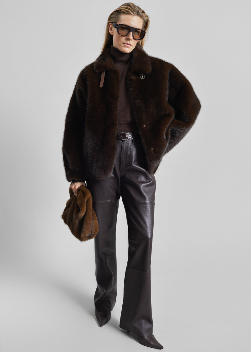 Senja Faux Fur Jacket - Dark Brown 3