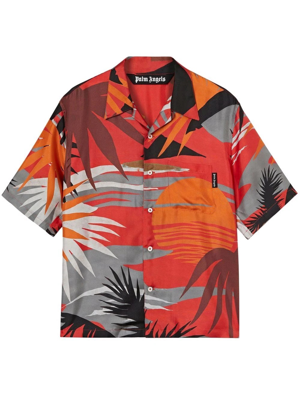 palm tree-print silk shirt - 1