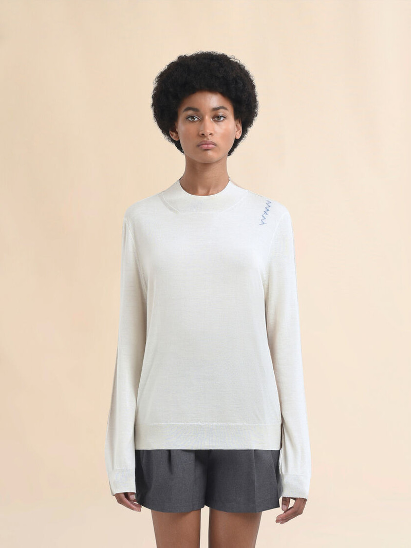 Marni WHITE CREW NECK KNITTED JUMPER WITH CONTRASTING BACK PANEL outlook