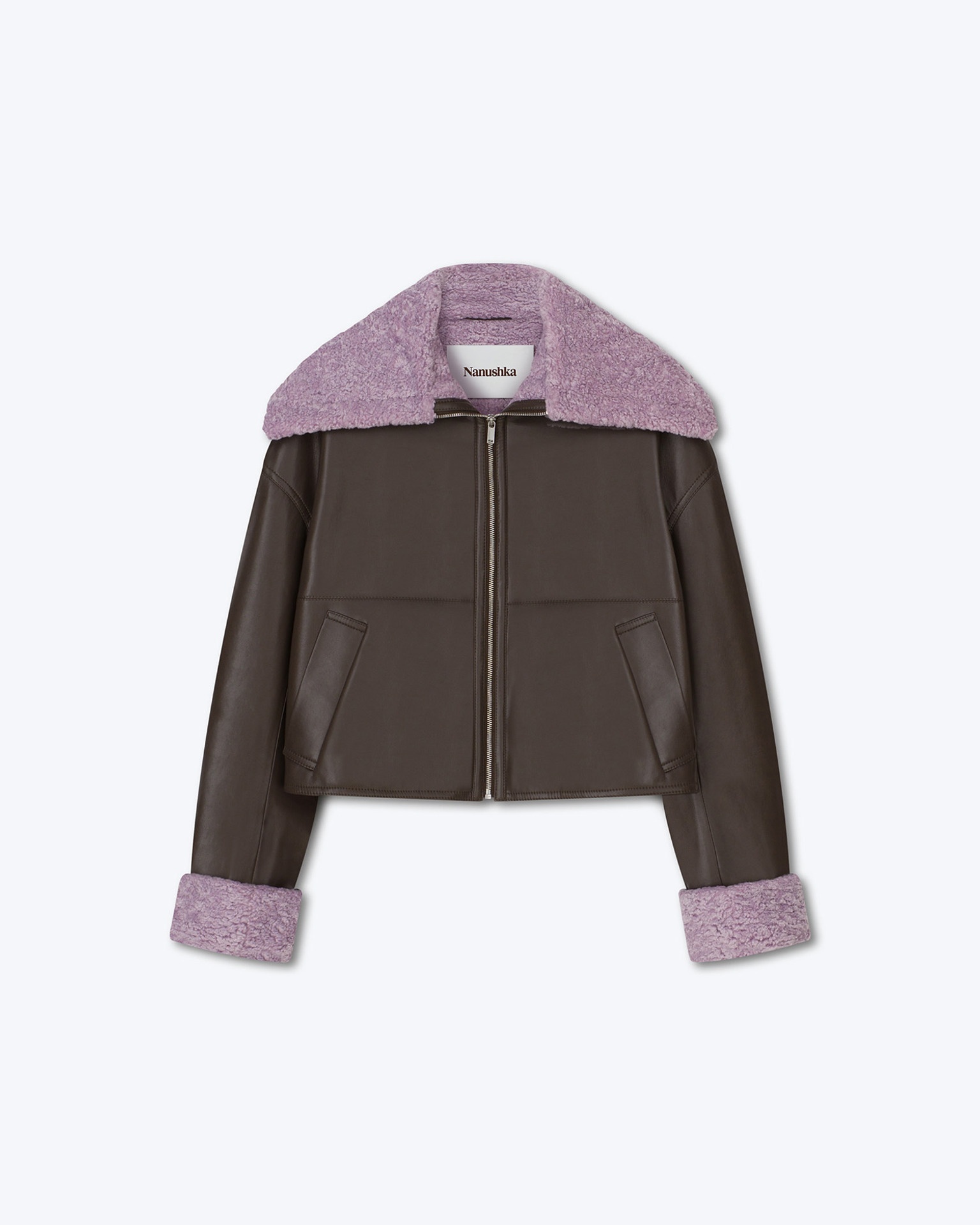 VERONA - Faux shearling jacket - Shiitake/lilac - 1