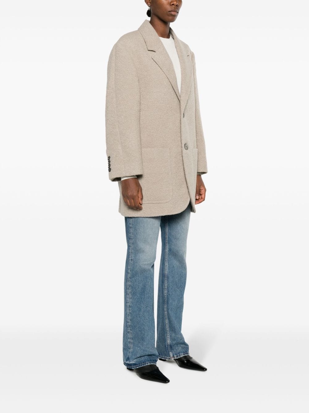 wool-blend bouclé blazer - 3