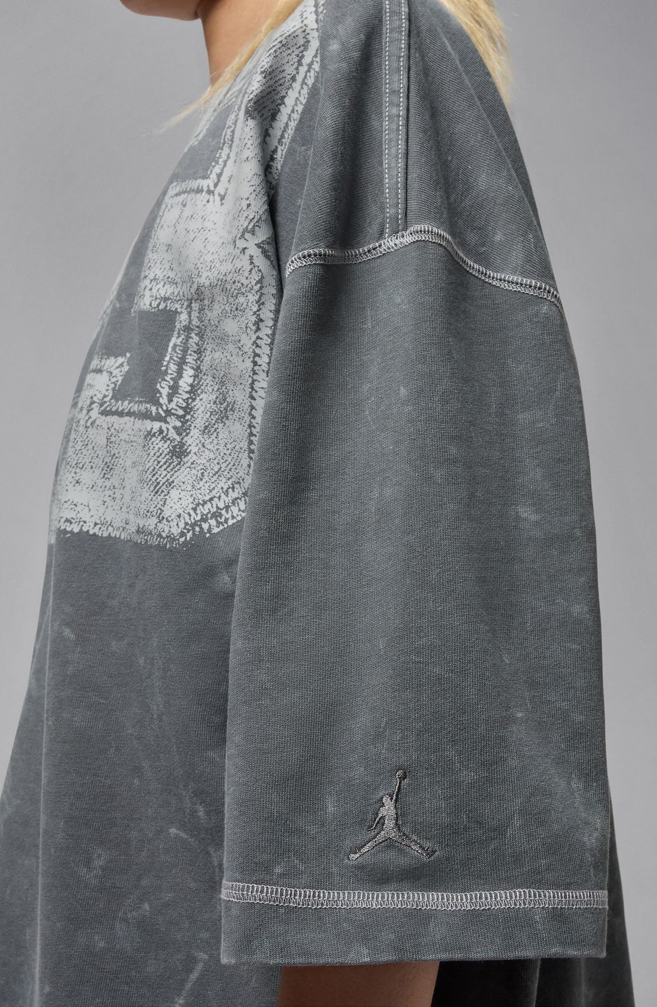 Jordan Flight Oversize Graphic T-Shirt Dress in Iron Grey/Sail at Nordstrom - 6