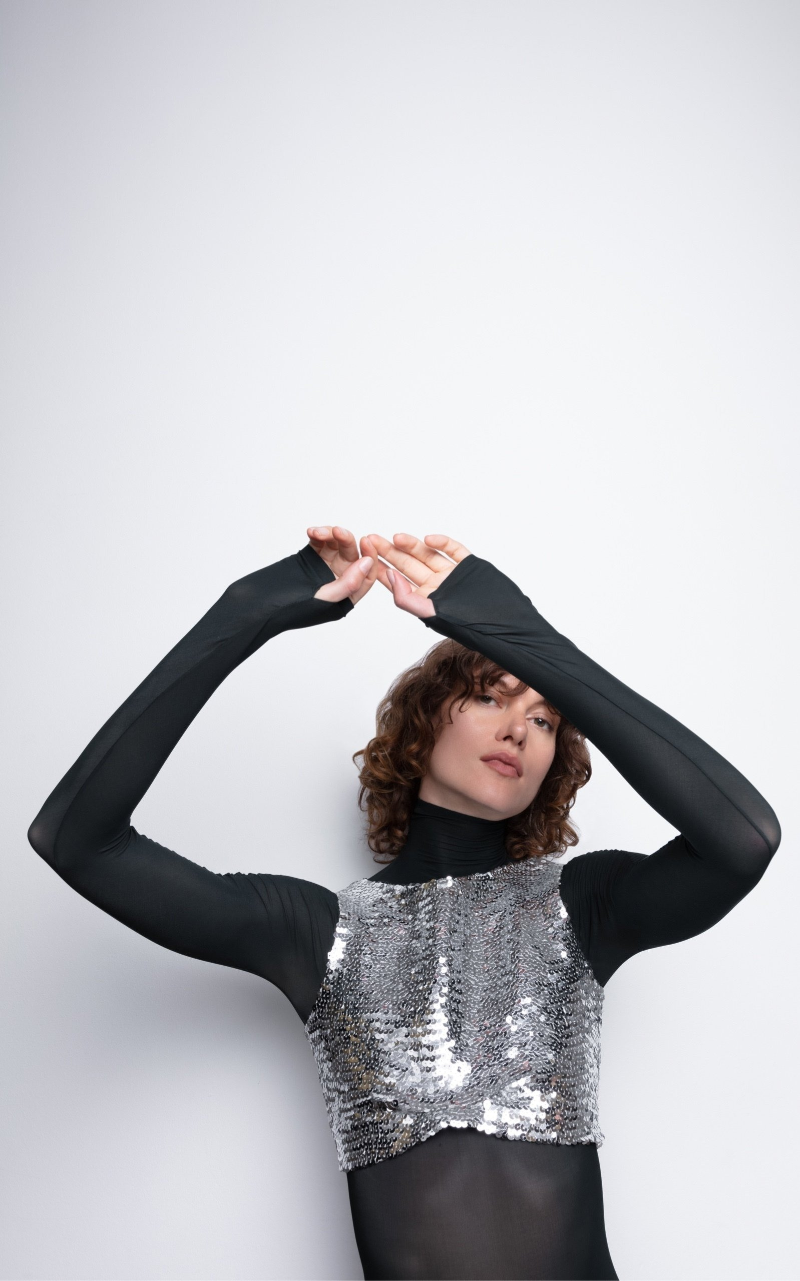 Sequin Cropped Top silver - 6