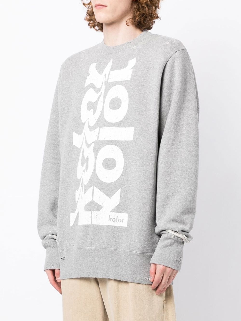 logo-print distressed sweatshirt - 3