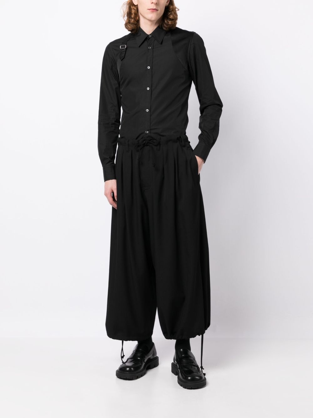 wide-leg cropped wool trousers - 2