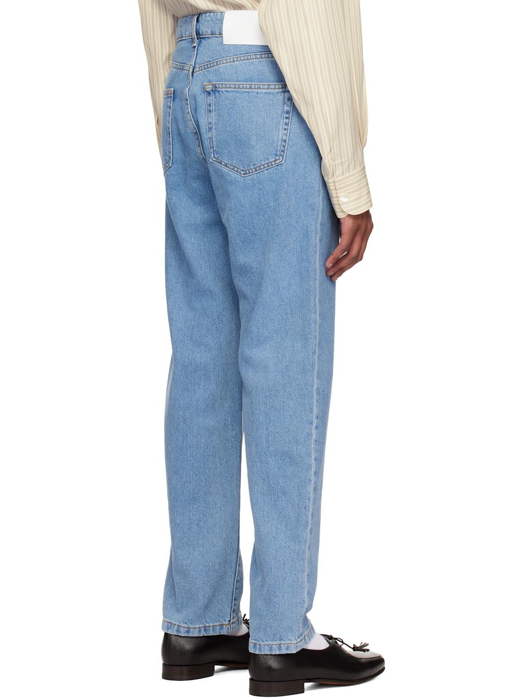 Blue Straight Leg Jeans - 3