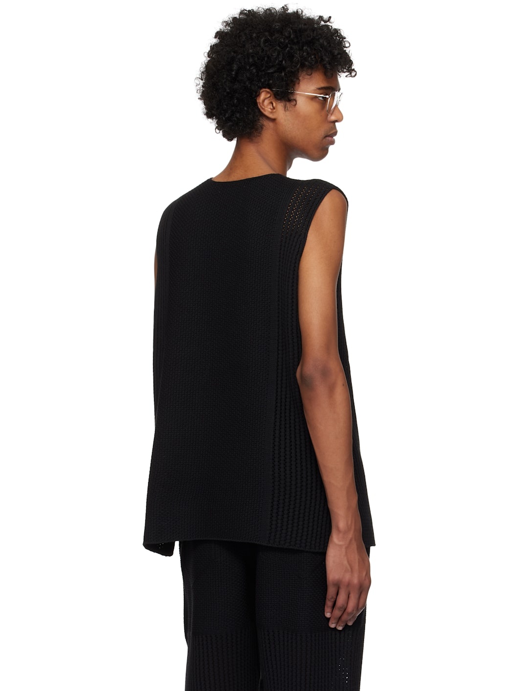 Black Rustic Knit Vest - 3