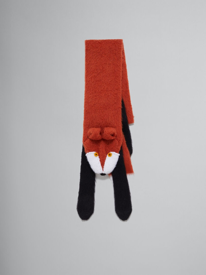 BROWN BRUSHED MOHAIR FOX SCARF 1